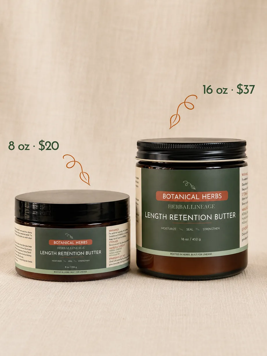 The 8 oz and 16 oz Length Retention Butter jars side by side