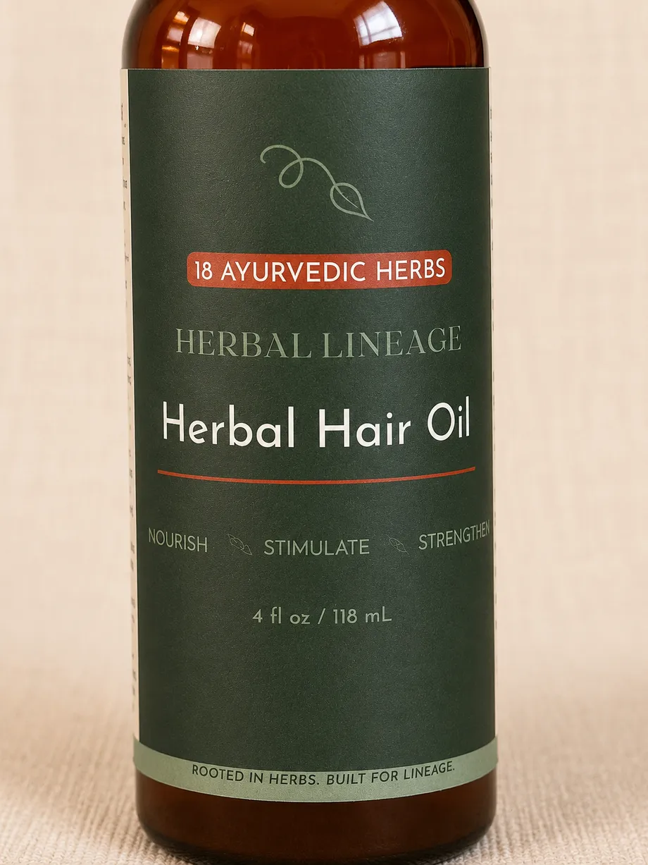 Herbal Hair Oil label up close